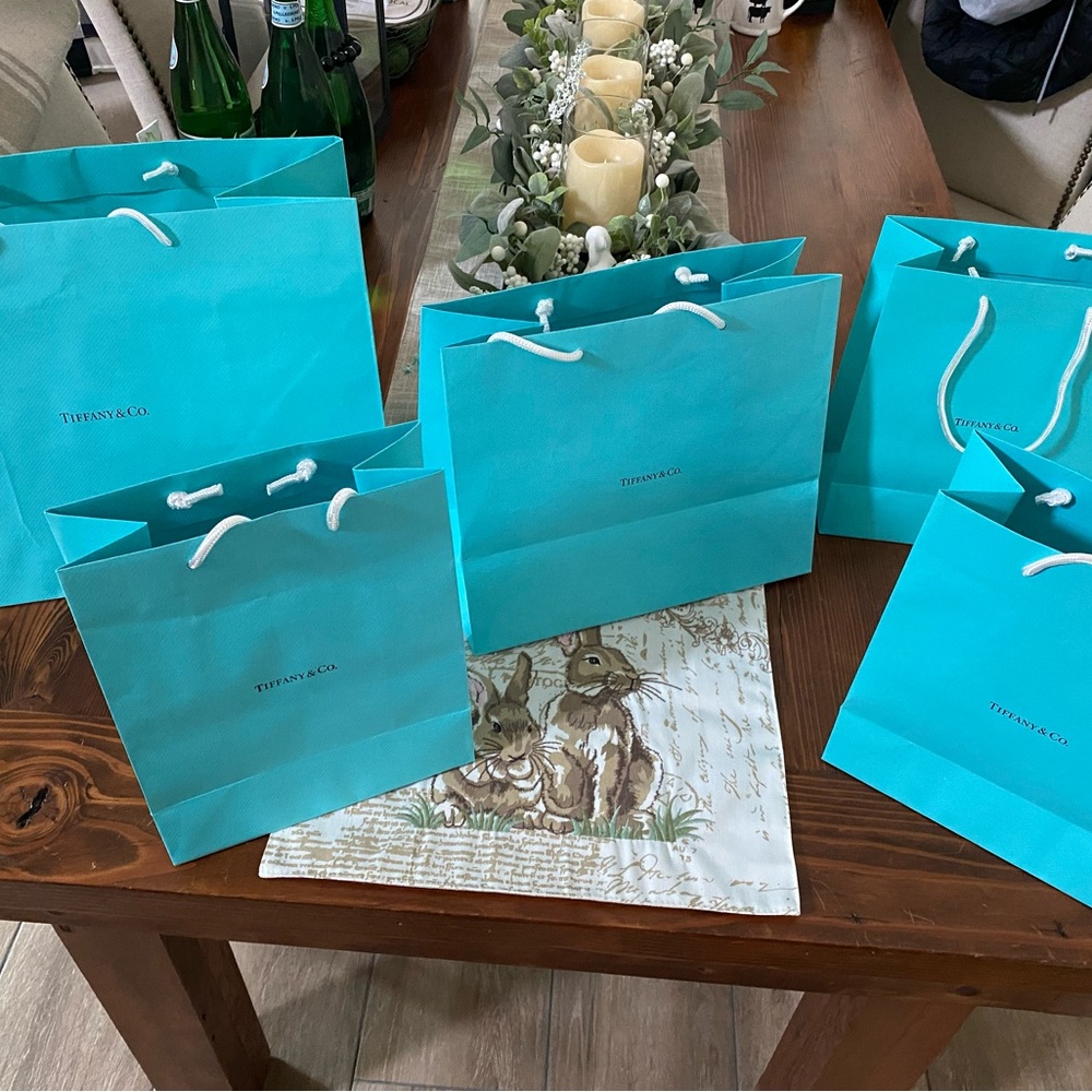 Five Tiffany & Co gift bags